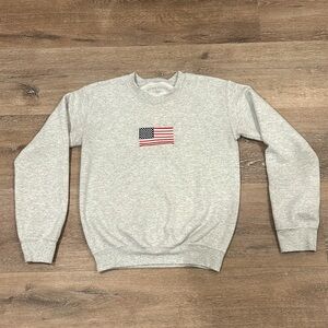 Gray Embroidered American Flag Sweater
